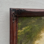 Vintage Woodland Landscape Painting, Hand Painted Forest Stream Artwork - Vintage Oil Painting - Arden Gallery