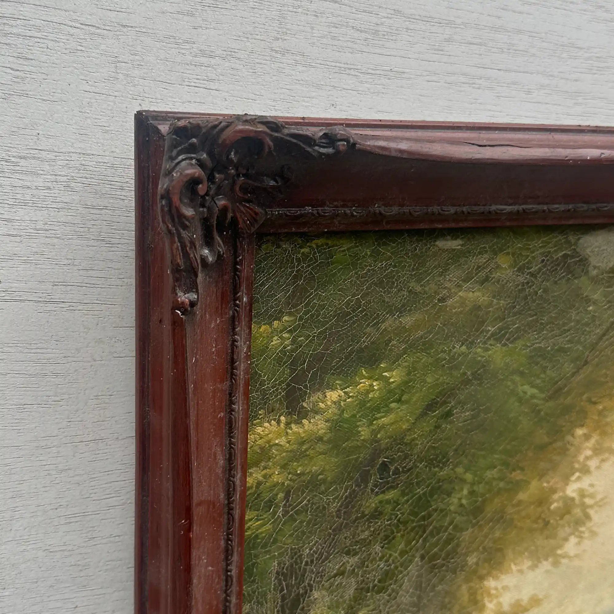 Vintage Woodland Landscape Painting, Hand Painted Forest Stream Artwork - Vintage Oil Painting - Arden Gallery