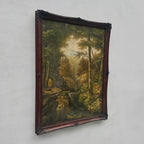 Vintage Woodland Landscape Painting, Hand Painted Forest Stream Artwork - Vintage Oil Painting - Arden Gallery