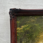 Vintage Woodland Landscape Painting, Hand Painted Forest Stream Artwork - Vintage Oil Painting - Arden Gallery