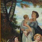 Warm Mother and Child Scene, European Vintage Portrait Art, Classical Figurative Oil Painting（15.0 × 18.9 in） - Vintage Oil Painting - Arden Gallery
