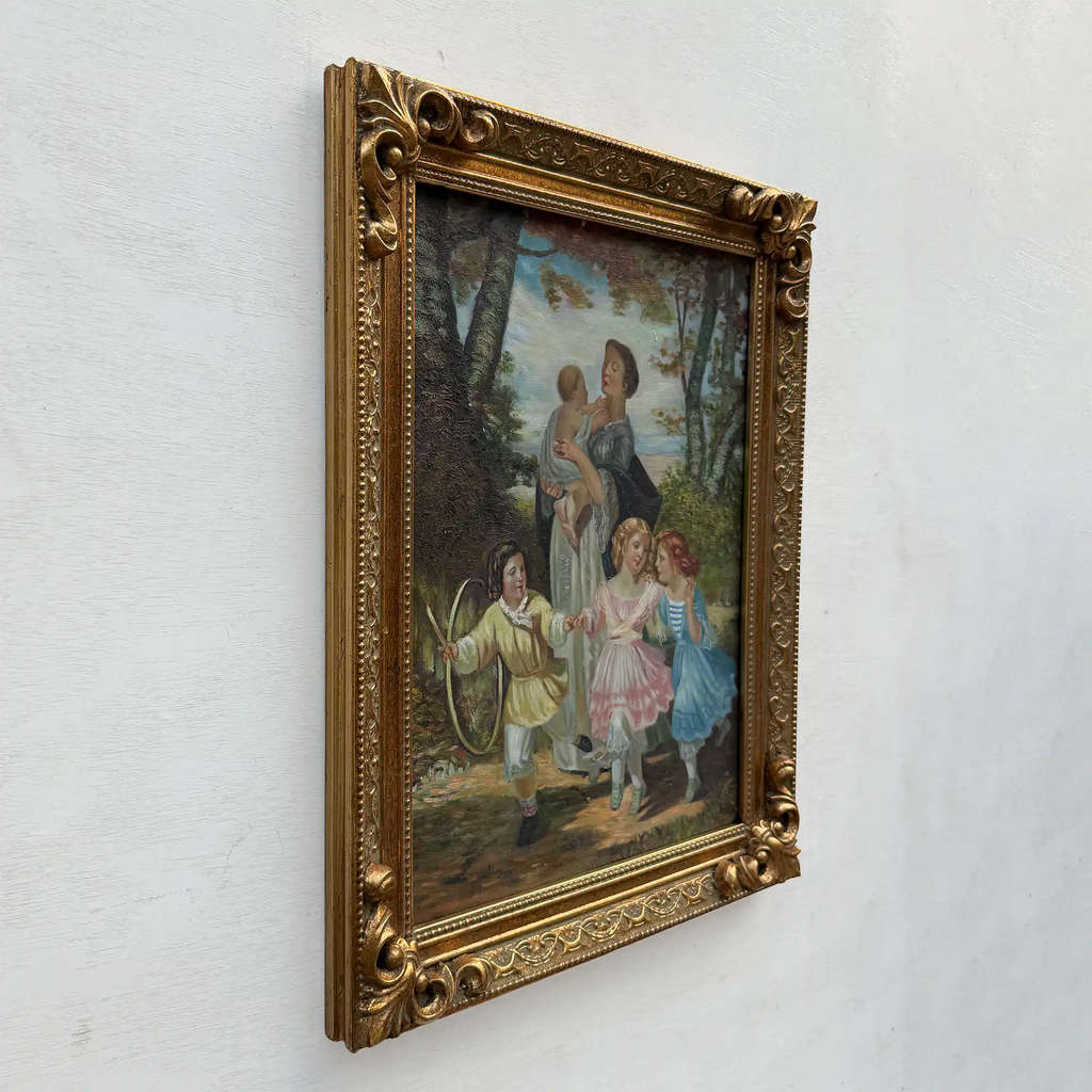 Warm Mother and Child Scene, European Vintage Portrait Art, Classical Figurative Oil Painting（15.0 × 18.9 in） - Vintage Oil Painting - Arden Gallery