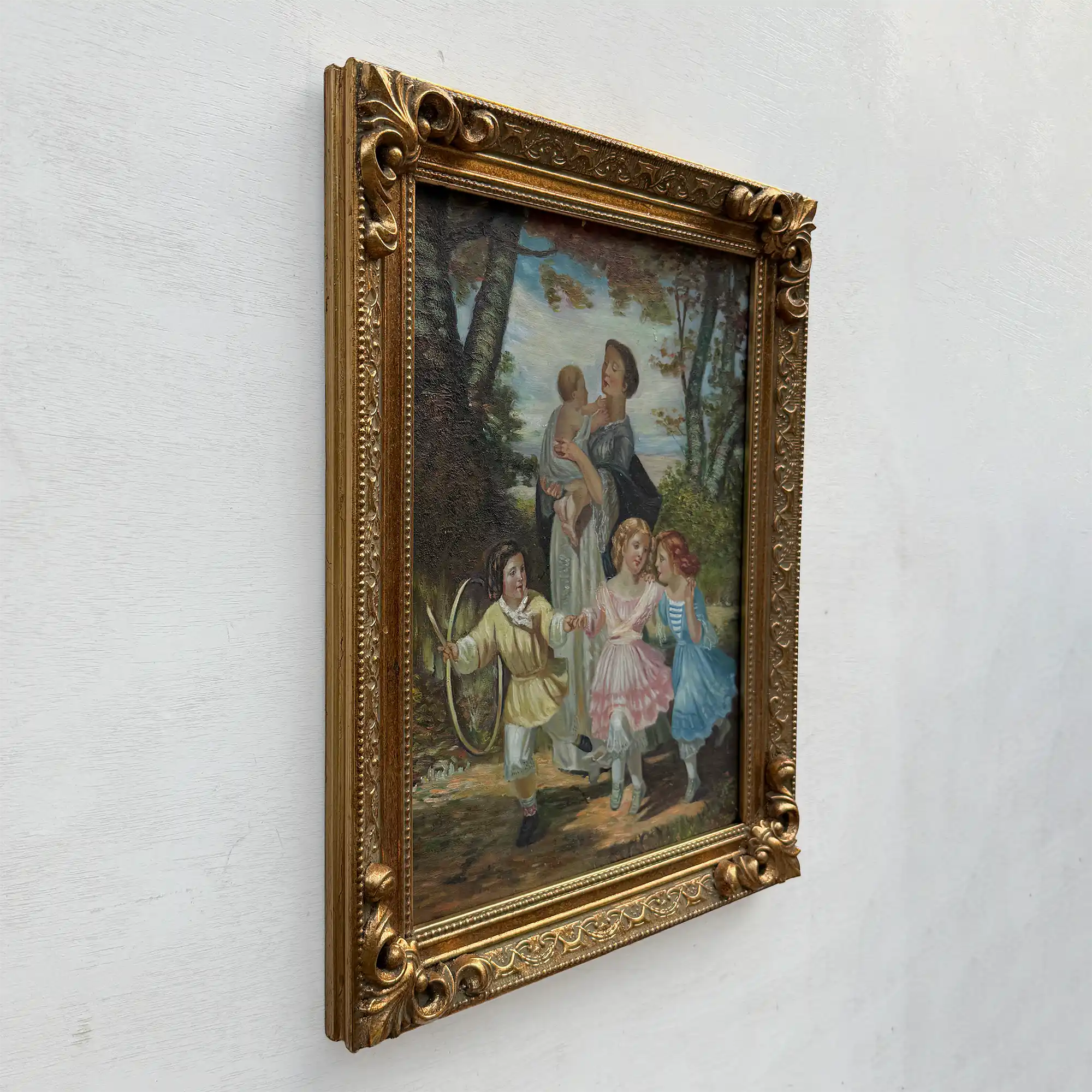 Warm Mother and Child Scene, European Vintage Portrait Art, Classical Figurative Oil Painting（15.0 × 18.9 in） - Vintage Oil Painting - Arden Gallery