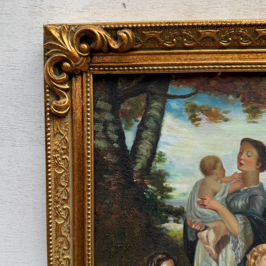 Warm Mother and Child Scene, European Vintage Portrait Art, Classical Figurative Oil Painting（15.0 × 18.9 in） - Vintage Oil Painting - Arden Gallery