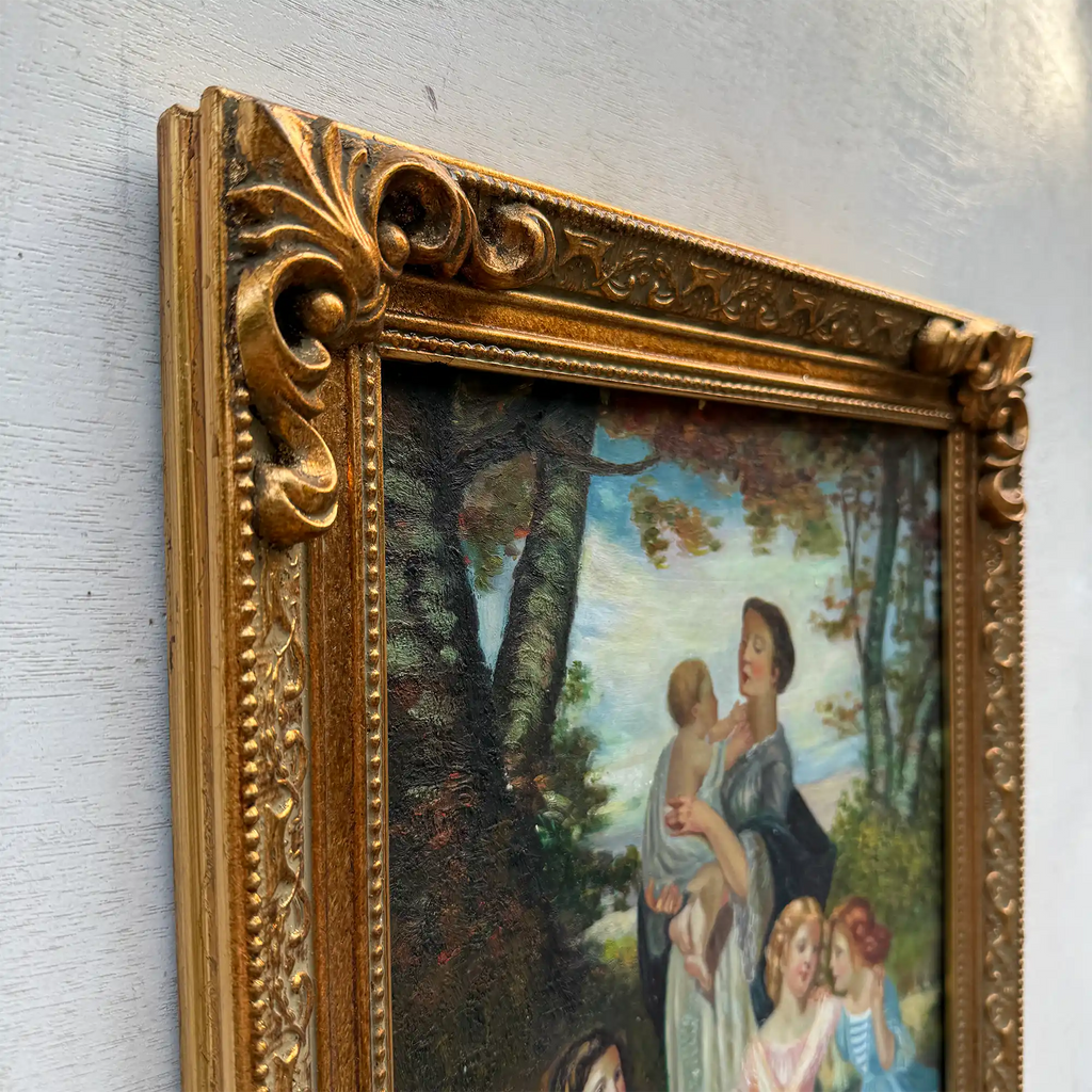 Warm Mother and Child Scene, European Vintage Portrait Art, Classical Figurative Oil Painting（15.0 × 18.9 in） - Vintage Oil Painting - Arden Gallery