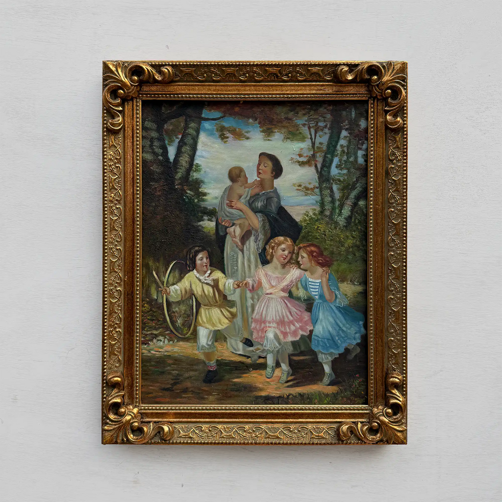 Warm Mother and Child Scene, European Vintage Portrait Art, Classical Figurative Oil Painting（15.0 × 18.9 in） - Vintage Oil Painting - Arden Gallery