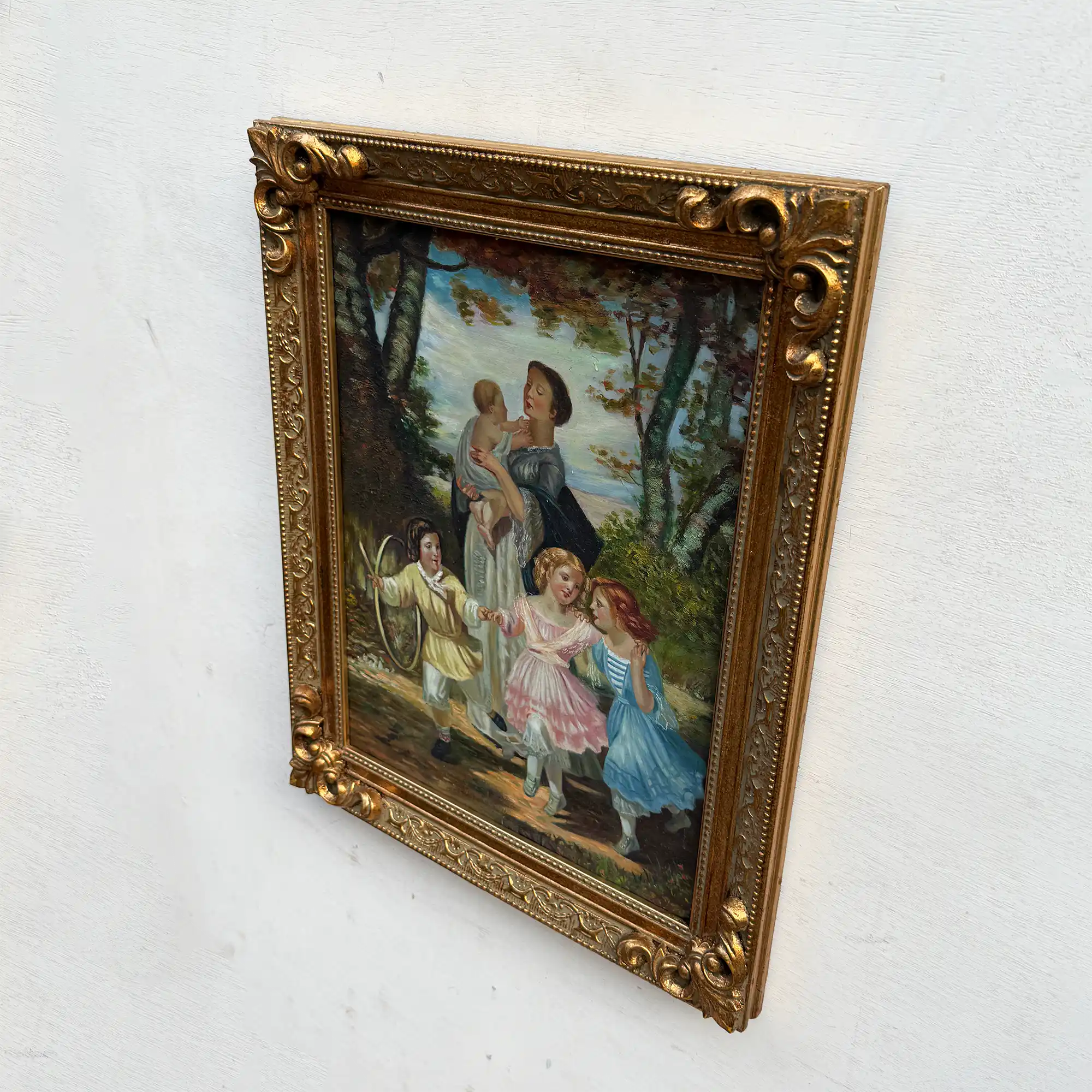 Warm Mother and Child Scene, European Vintage Portrait Art, Classical Figurative Oil Painting（15.0 × 18.9 in） - Vintage Oil Painting - Arden Gallery