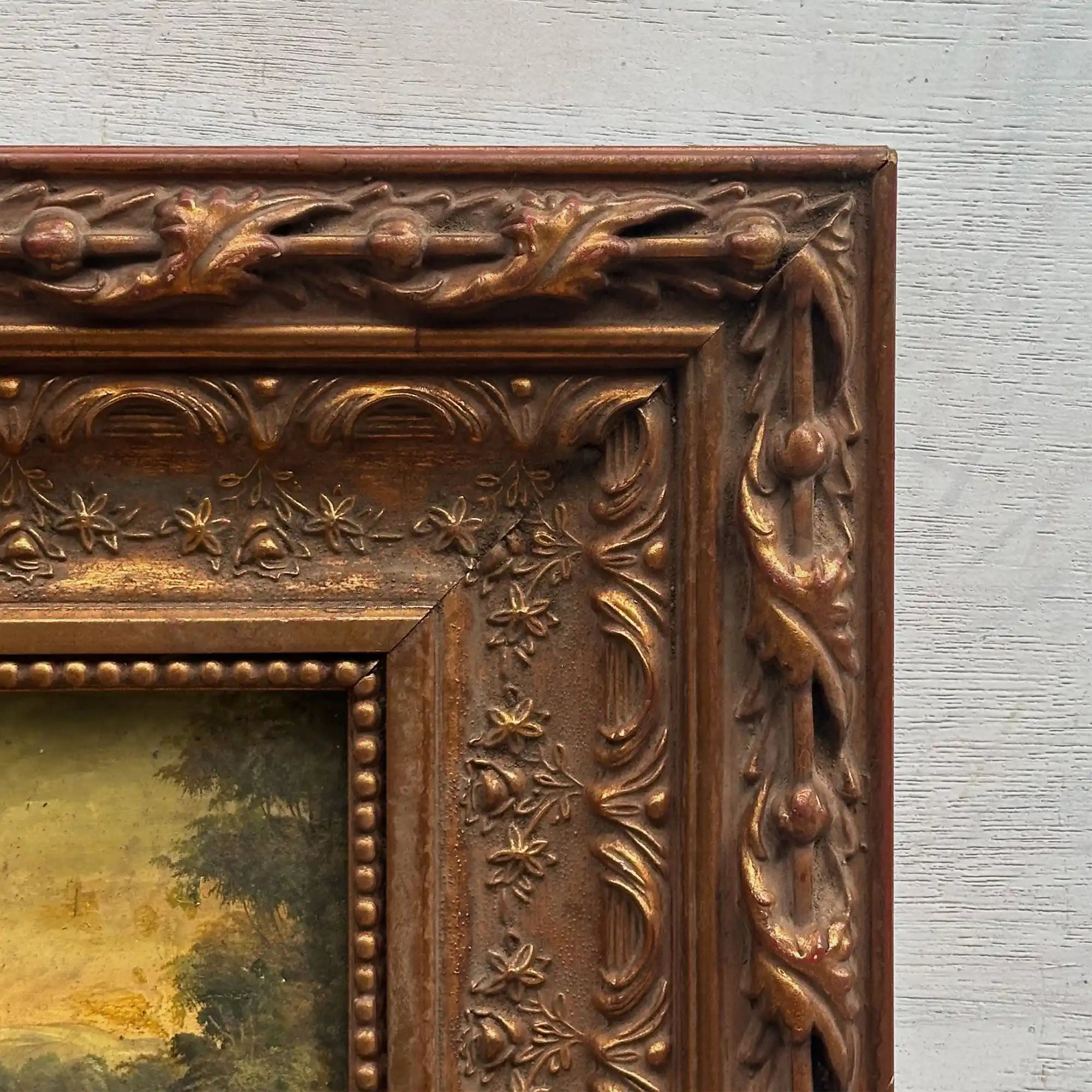 Woodland River at Dusk | Vintage Landscape Oil Painting | Bronze Frame | 11.8×13.8in - Vintage Oil Painting - Arden Gallery