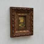 Woodland River at Dusk | Vintage Landscape Oil Painting | Bronze Frame | 11.8×13.8in - Vintage Oil Painting - Arden Gallery