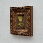 Woodland River at Dusk | Vintage Landscape Oil Painting | Bronze Frame | 11.8×13.8in - Vintage Oil Painting - Arden Gallery