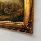 c.1960s Vintage European Alpine Landscape Oil Painting in Baroque Gold Gilt Frame - Vintage Oil Painting - Arden Gallery