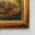 c.1960s Vintage European Alpine Landscape Oil Painting in Baroque Gold Gilt Frame - Vintage Oil Painting - Arden Gallery