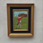 Classic British Golf Gentleman Oil Painting, Vintage Sports Wall Decor (with Frame 31 × 38 cm ):