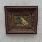 Vintage Dog Portrait Painting, European Puppy Wall Art, Pet Animal Artwork, Classic Antique Style Decor, One of a Kind 36x31cm