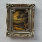 Original Vintage Landscape Oil Painting, Hand-Painted Artwork Featuring Country Road & Woodland Pastoral Scenery