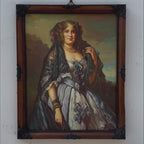 Vintage Lady Portrait Hand-Painted Oil Painting | European Noblewoman Art | Solid Wood Frame 32x39cm