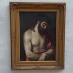 The Crown of Thorns | Vintage Religious Oil Painting | Ornate Gold Frame | 17.3×21.3in