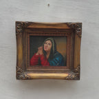 Vintage Madonna Portrait Painting, Classical Religious Art in Wooden Frame