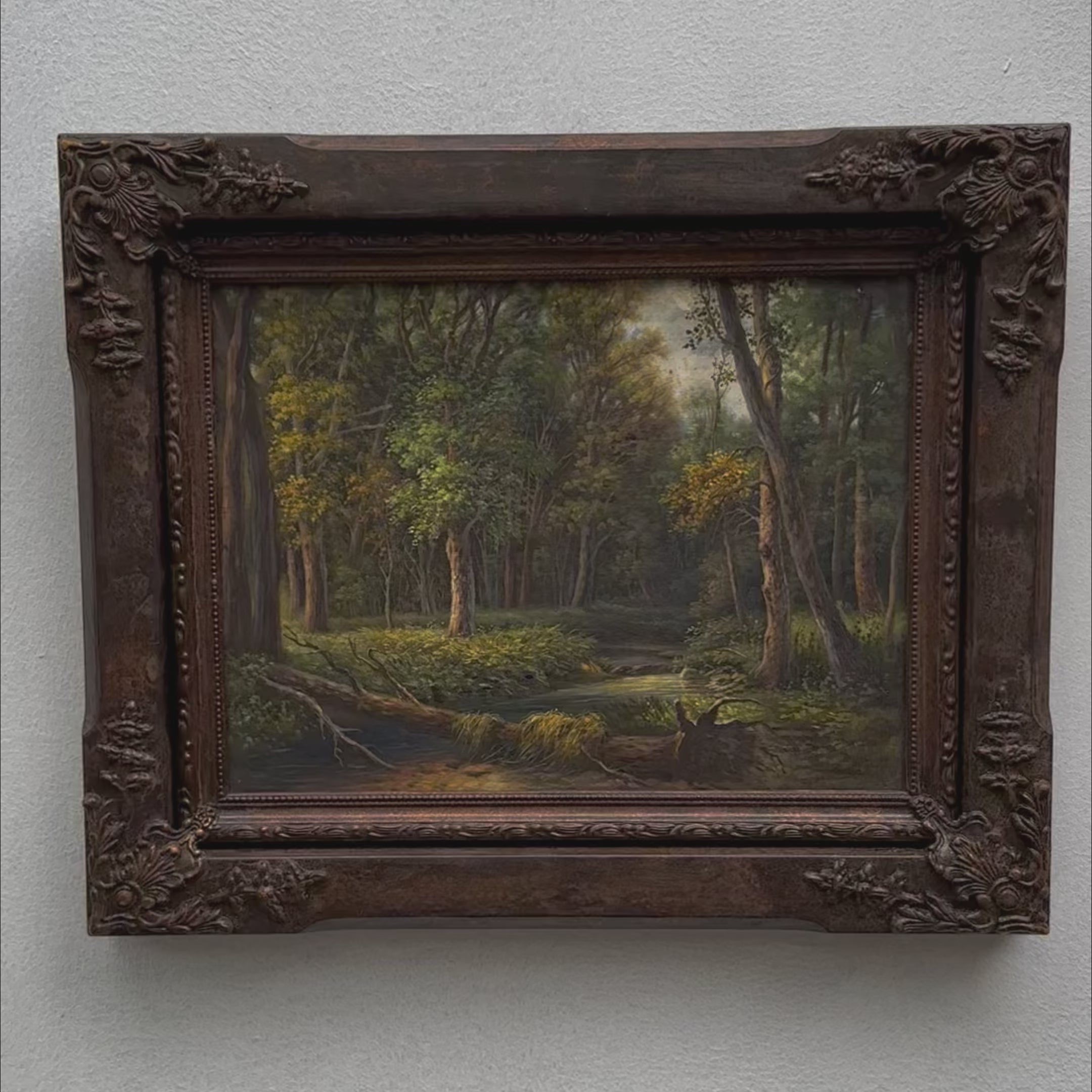 Classical European Woodland Painting, Rustic Forest Nature Landscape Art