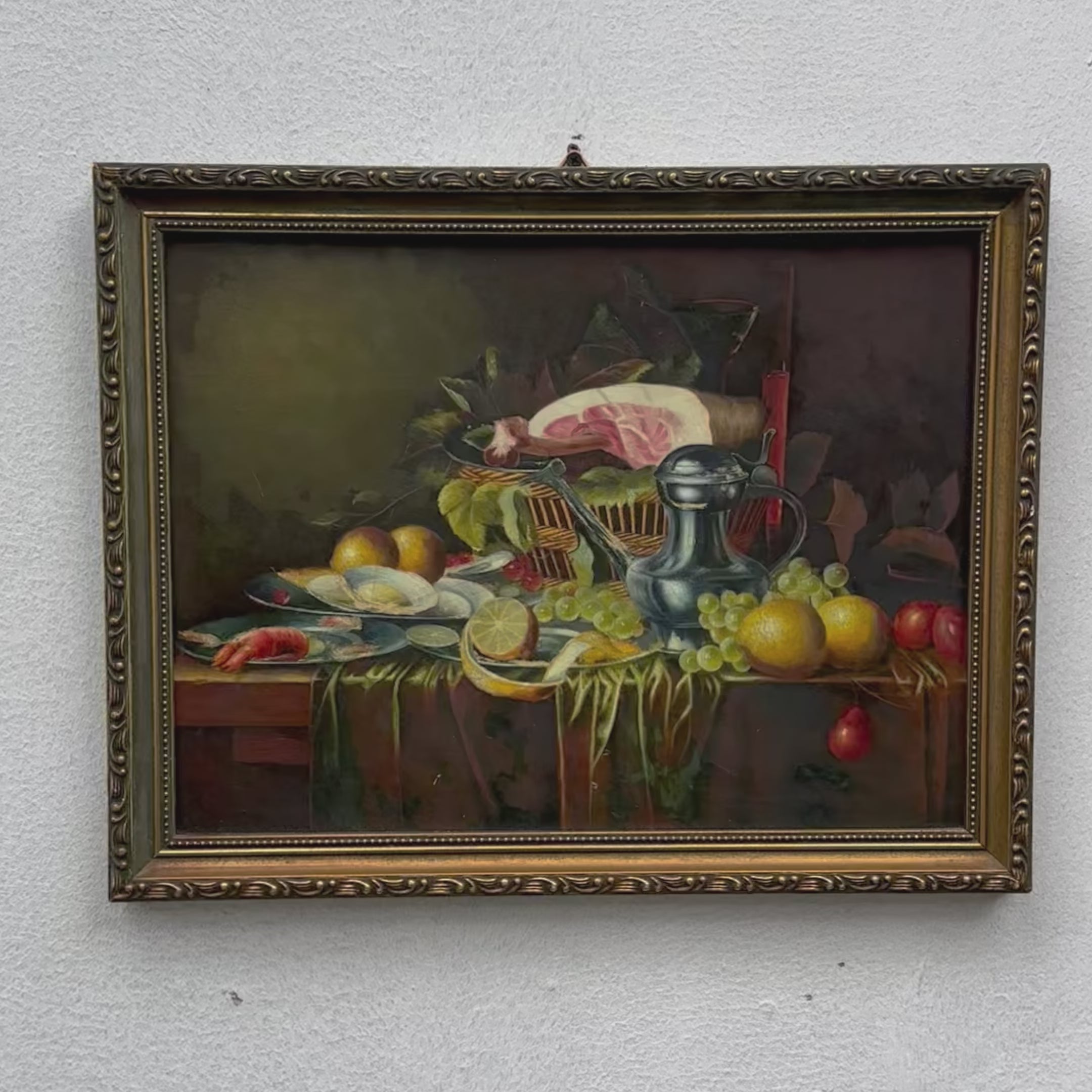 Vintage Still Life Hand-Painted Oil Painting | Mid-20th Century Artwork |  45x35cm