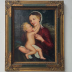 Madonna and Child painting | Vintage religious oil painting | Late 20th-century artwork