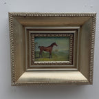 Brown Horse in Countryside Oil Painting | Profile Pose & Rolling Fields | circa 1950s | 15.0×13.0in