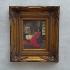 Vintage Catholic Cardinal Oil Painting, Framed European Religious Figure Art (16.1×18.1 in)