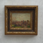 Original Vintage Sheep Farm Oil Painting, Rural Landscape Wall Art in Ornate Frame
